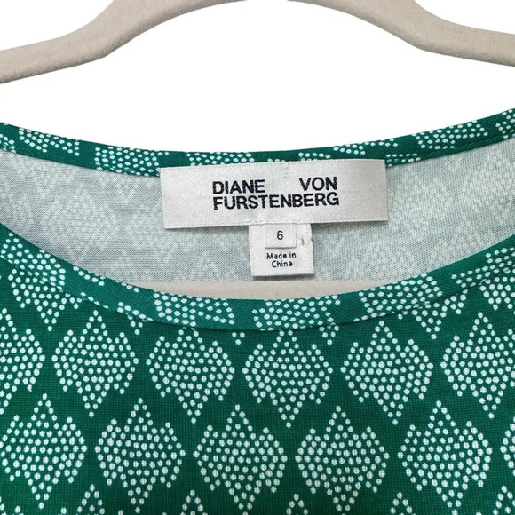 Diane von Furstenberg Della Silk Jersey Knit Tie Knot Dress Green Sleeveless Sz6 - Picture 2 of 9